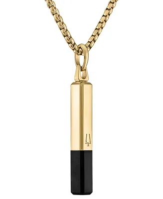 Bulova Gold-Tone & Black Ip Stainless Steel Black Spinel Pendant Necklace, 24" + 2" extender