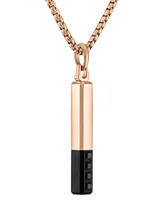 Bulova Black & Rose Gold-Tone Ip Stainless Steel Black Spinel 26" Pendant Necklace