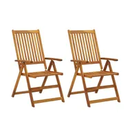 Patio Reclining Chairs 2 pcs Solid Acacia Wood