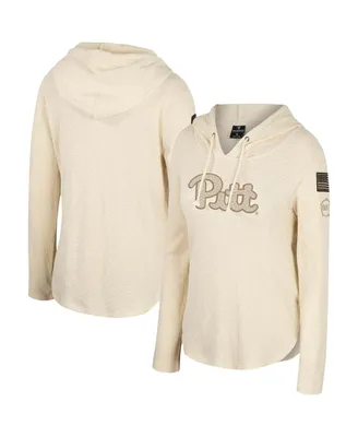 Women's Colosseum Cream Pitt Panthers Oht Military-Inspired Appreciation Casey Raglan Long Sleeve Hoodie T-shirt