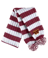 Women's Wear by Erin Andrews White Washington Commanders Cable Stripe Cuffed Knit Hat with Pom and Scarf Set