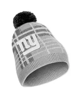 Women's Wear by Erin Andrews New York Giants Plaid Knit Hat with Pom and Scarf Set