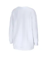 Women's Wear by Erin Andrews White Los Angeles Rams Domestic Pullover Sweatshirt