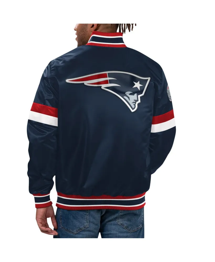 Men's Starter Navy New England Patriots Home Game Satin Full-Snap Varsity Jacket