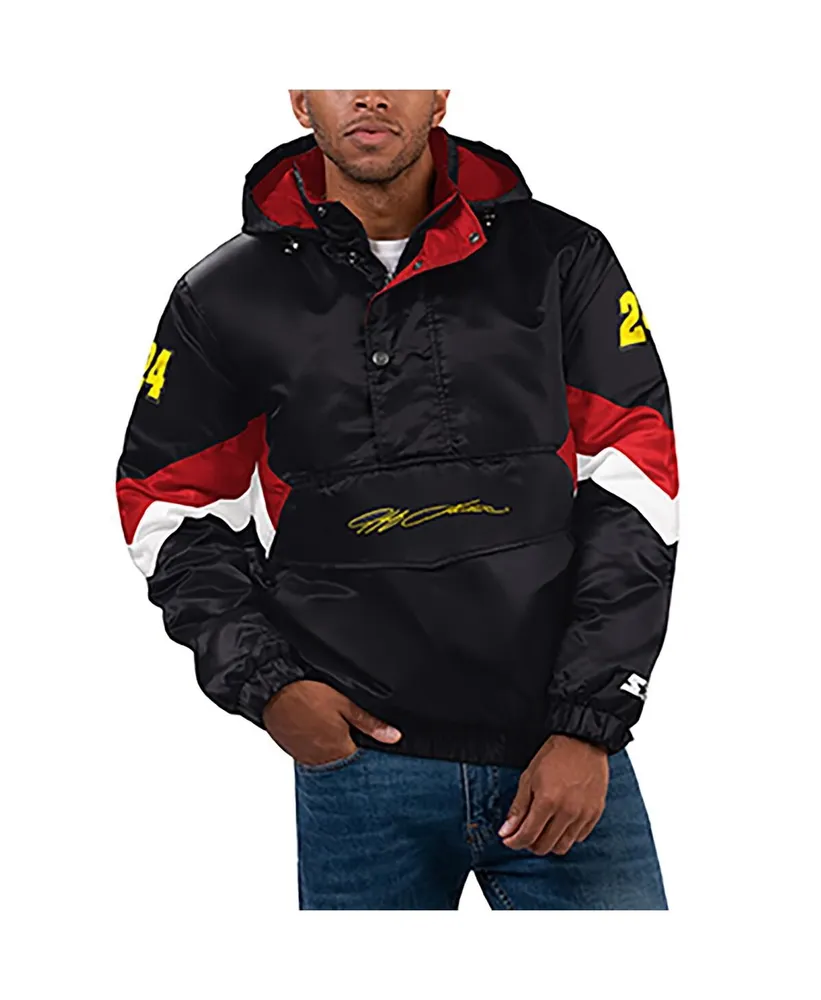 Men's Starter Black Jeff Gordon Home Team Satin Half-Zip Hoodie Jacket