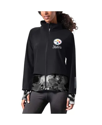 Women's Msx by Michael Strahan Black Pittsburgh Steelers Grace Raglan Full-Zip Running Jacket