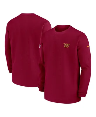 Men's Nike Burgundy Washington Commanders 2023 Sideline Throwback Heavy Brushed Waffle Long Sleeve T-shirt