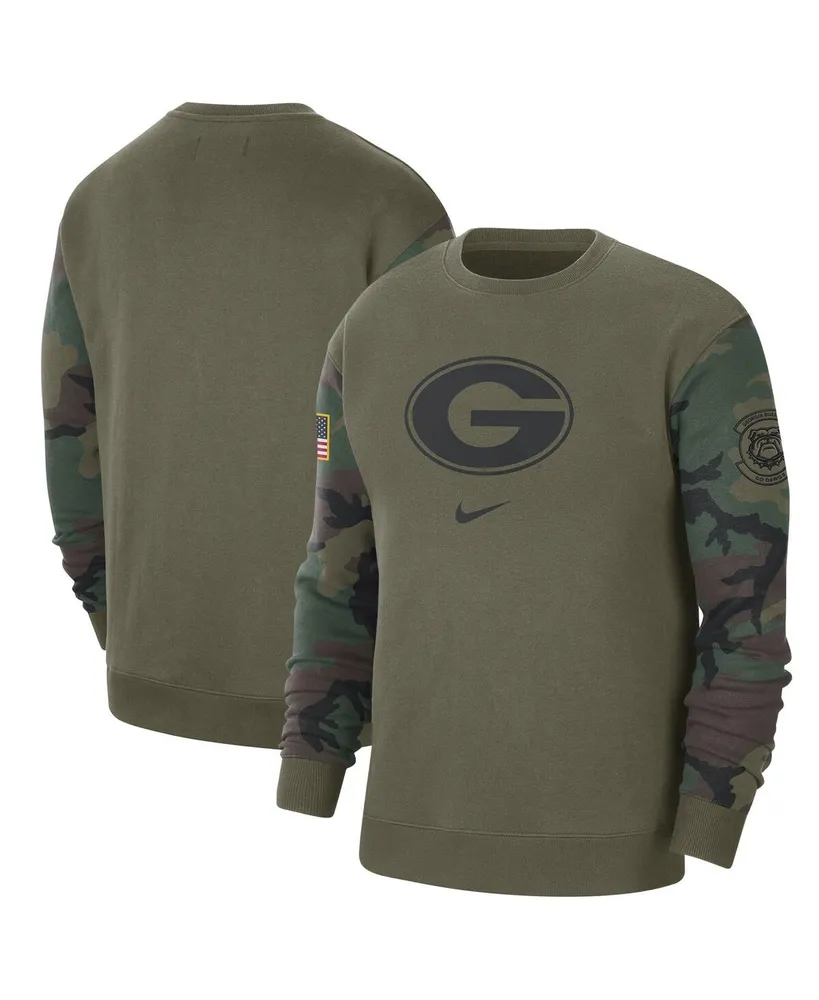 Men's Nike Olive Georgia Bulldogs Military-Inspired Pack Club Pullover Sweatshirt