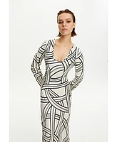 Women's Monochrome Printed Dress