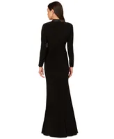 Adrainna Papell Women's Long-Sleeve Tuxedo Gown