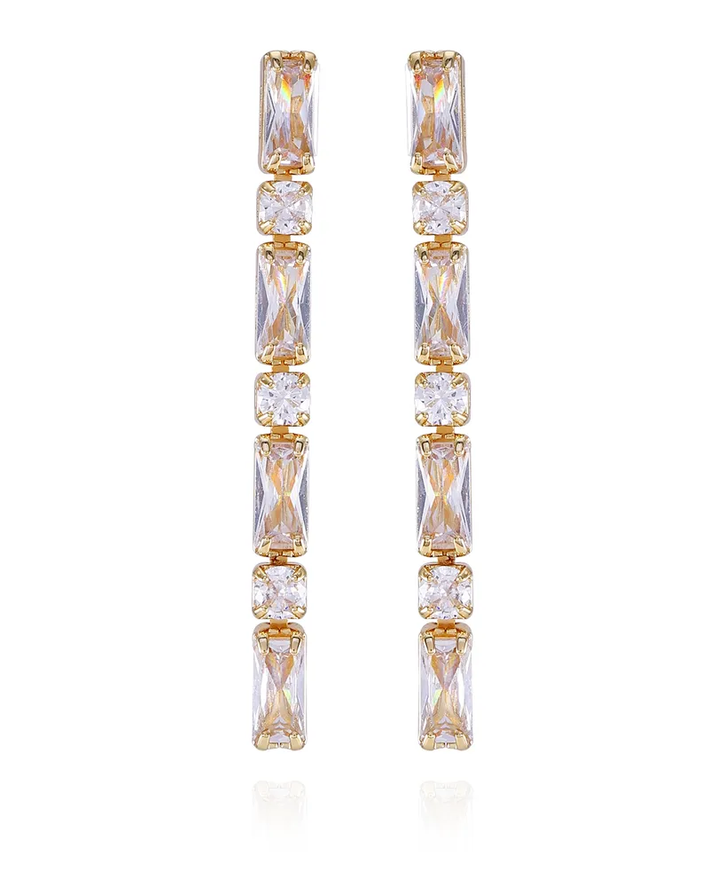 Vince Camuto Gold-Tone Clear Glass Stone Dangle Drop Earrings