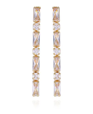 Vince Camuto Gold-Tone Clear Glass Stone Dangle Drop Earrings