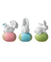 Glitzhome 4.5" H Easter Resin Bunny Table Decor, Set of 3