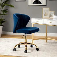 Modern Velvet Cute Armless Office Chair for Living Room Vanity Study