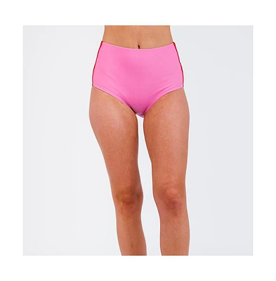Calypsa Women's Plus Color Block High-Waisted Bikini Bottom