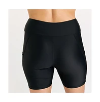 Calypsa Plus Mid-Thigh Swim Shorts With Pockets