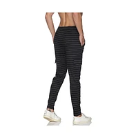 Campus Sutra Men's Black Horizontal Striped Casual Joggers