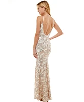 City Studios Juniors' Sequined Lace Gown