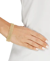 Polished Wide Woven Mesh Link Chain Bracelet in 18k Gold