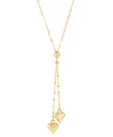 Double Heart 18" Lariat Necklace in 10k Gold