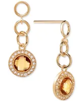 Citrine (1-1/5 ct. t.w.) & White Topaz Link (3/8 ct. t.w.) Halo Chain Drop Earring in 14k Gold-Plated Sterling Silver
