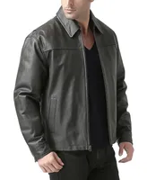 Bgsd Men Greg Open Bottom Zip Front Leather Jacket - Tall