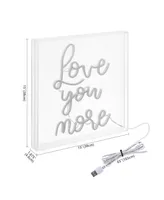 Jonathan Y Love You More Square Contemporary Glam Acrylic Box Usb Operated Led Neon Light