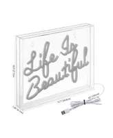 Jonathan Y Life Is Beautiful Contemporary Glam Acrylic Box Usb Operated Led Neon Light