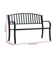 Patio Bench 49.2" Black Steel