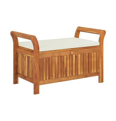 Patio Storage Bench with Cushion 35.8" Solid Wood Acacia