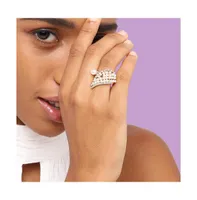 Sohi Women's White Pearl Cluster Cocktail Ring