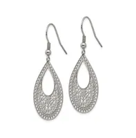 Chisel Stainless Steel Textured Cut-out Design Dangle Earrings