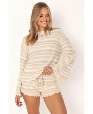 Women's Christina Knit Set - Beige Stripe