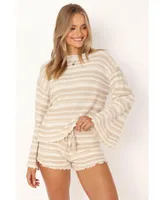 Women's Christina Knit Set - Beige Stripe