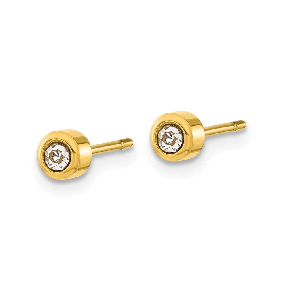 Chisel Stainless Steel Polished Yellow Ip-plated Crystal Earrings