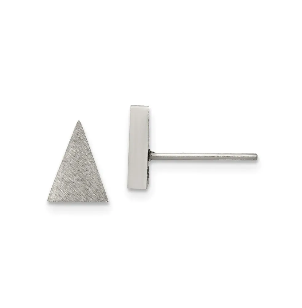 Chisel Stainless Steel Brushed Triangle Earrings