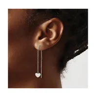 Chisel Stainless Steel Polished Threader Heart Dangle Earrings