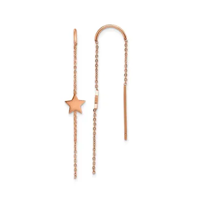Chisel Stainless Steel Polished Rose Ip-plated Star Threader Earrings