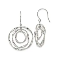Chisel Stainless Steel Polished Wavy Circles Dangle Earrings