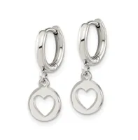 Chisel Stainless Steel Polished Cut Out Heart Dangle Hoop Earrings