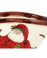 Old St. Nick Large Handled Oval Bowl with Sleigh