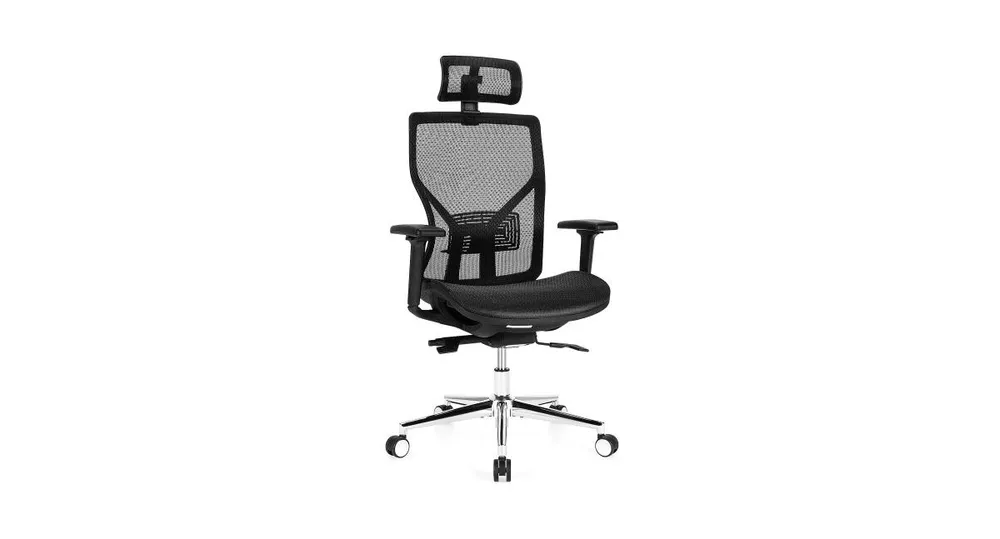 High-Back Mesh Executive Chair with Sliding Seat and Adjustable Lumbar Support