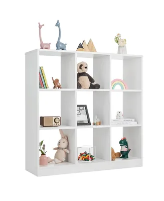 Modern 9-Cube Bookcase with 2 Anti-Tipping Kits for Books Toys Ornaments-White