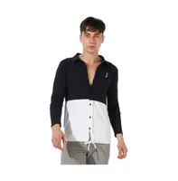 Campus Sutra Men's Navy Blue & White Contrast Panel Shirt