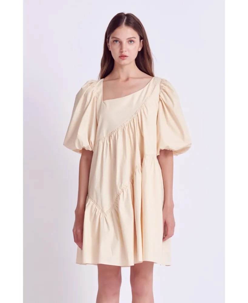 Women's Asymmetric Poplin Tiered Dress