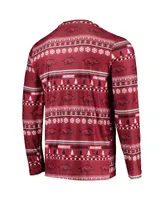 Men's Concepts Sport Cardinal Arkansas Razorbacks Ugly Sweater Long Sleeve T-shirt and Pants Sleep Set