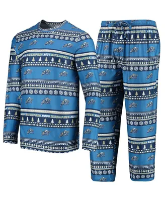 Men's Concepts Sport Navy Midshipmen Ugly Sweater Long Sleeve T-shirt and Pants Sleep Set