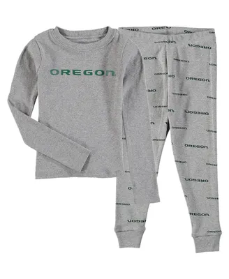 Big Boys Heathered Gray Oregon Ducks Long Sleeve T-shirt and Pant Sleep Set