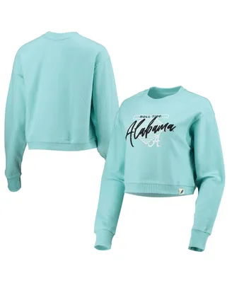 Women's League Collegiate Wear Light Blue Alabama Crimson Tide Corded Timber Cropped Pullover Sweatshirt