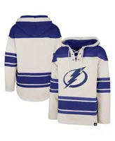 Men's '47 Brand Oatmeal Tampa Bay Lightning Rockaway Lace-Up Pullover Hoodie